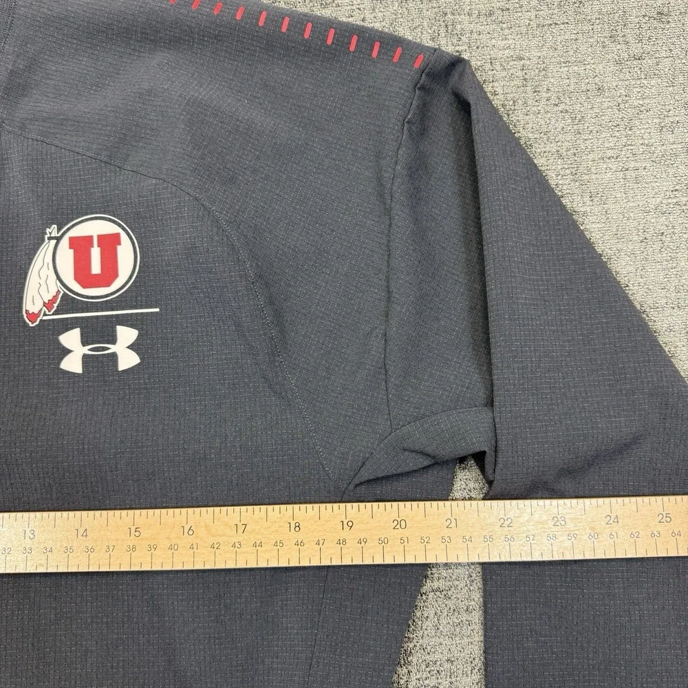 Utah Utes Under Armour Jacket Men's Medium Gray Red 1/4‎ Zip Pullover Athletic